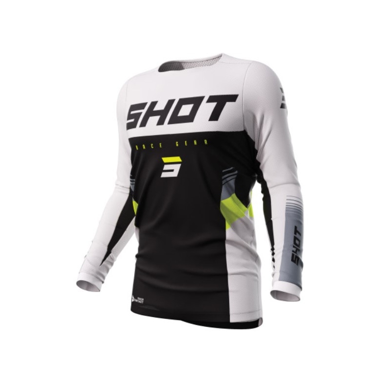 Maillot motocross Shot Contact Tracer negro-blanco-amarillo fluo liquidación