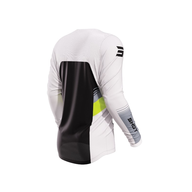 Maillot motocross Shot Contact Tracer negro-blanco-amarillo fluo liquidación