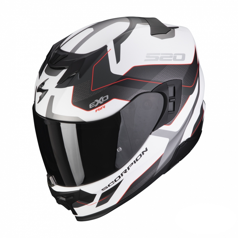Casco integral de moto Scorpion EXO-520 EVO Air Elan blanco-plata-rojo mate