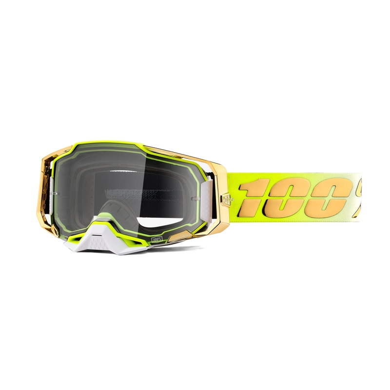 Gafas de motocross 100% ARMEGA Feelgood oro (plexi transparente)