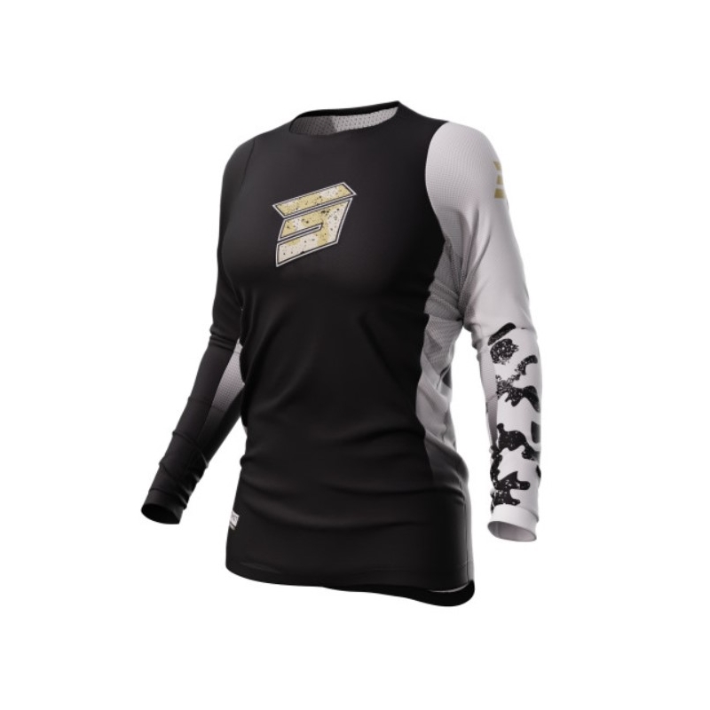 Maillot motocross mujer Shot Contact Shelly 2.0 negro-blanco-marrón liquidación