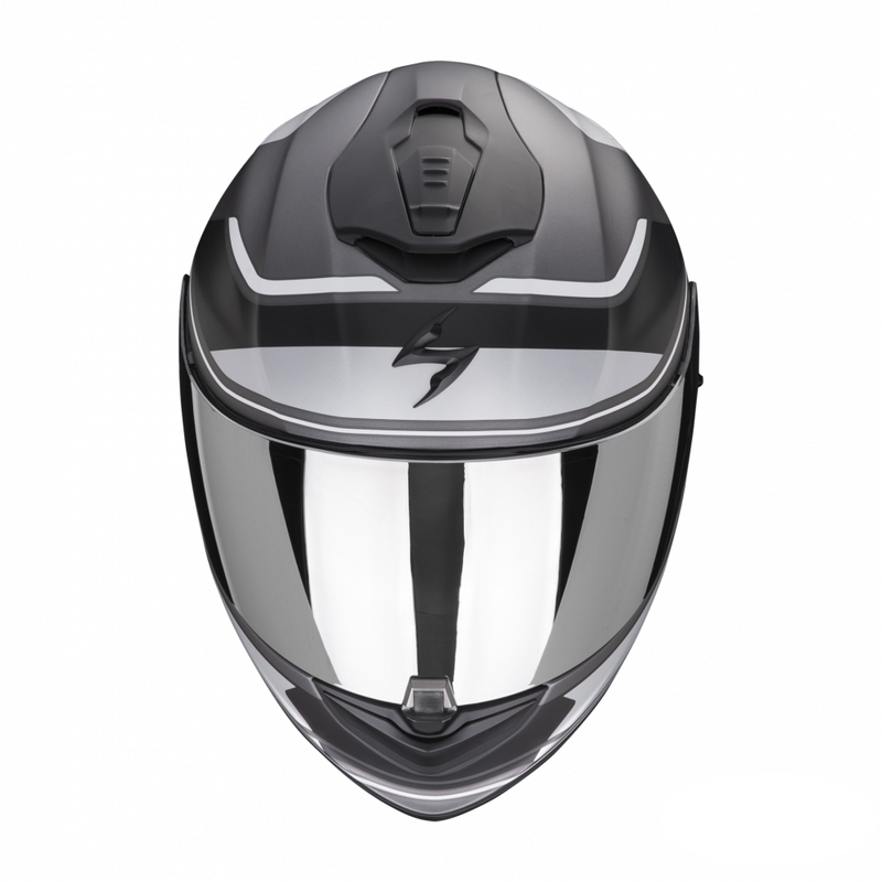 Casco integral moto Scorpion EXO-1400 EVO Air Vittoria plata y blanco mate