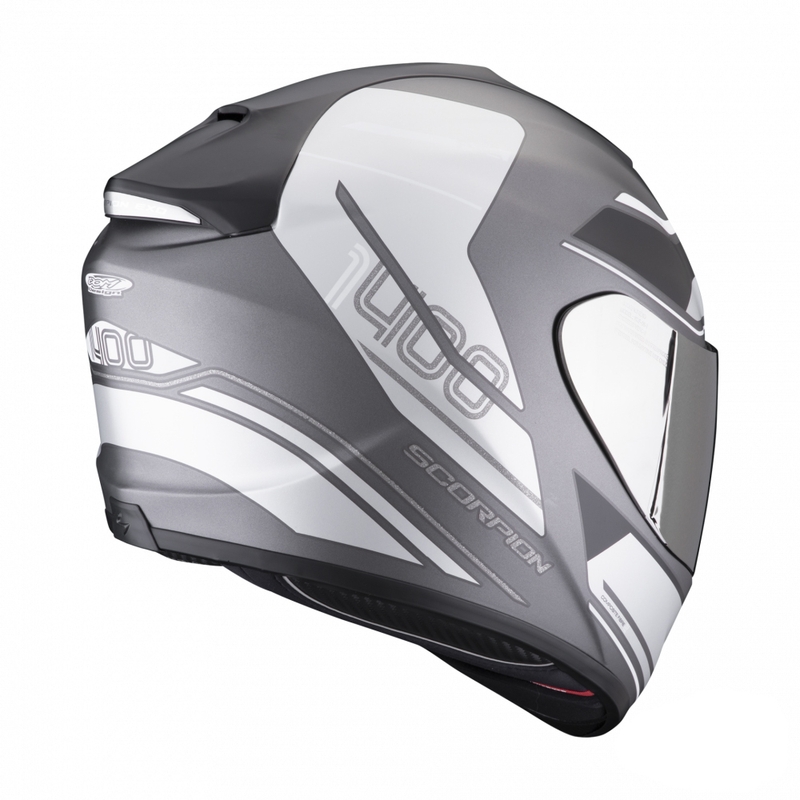 Casco integral moto Scorpion EXO-1400 EVO Air Vittoria plata y blanco mate