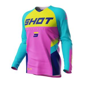 Maillot motocross infantil Shot Raw Kid Tracer turquesa-amarillo-rosa