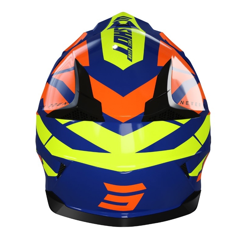 Dětská motokrosová přilba Shot Pulse Kid Revenge oranžovo-modro-fluo žlutá