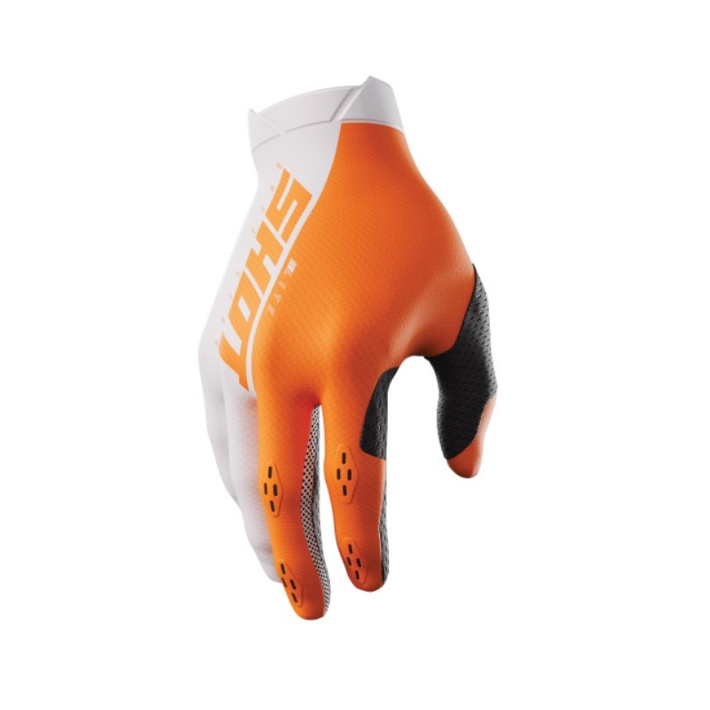 Guantes de motocross Shot Lite blanco-naranja liquidación
