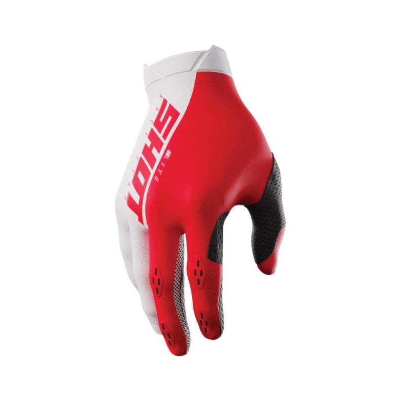 Guantes de motocross Shot Lite blanco-rojo liquidación