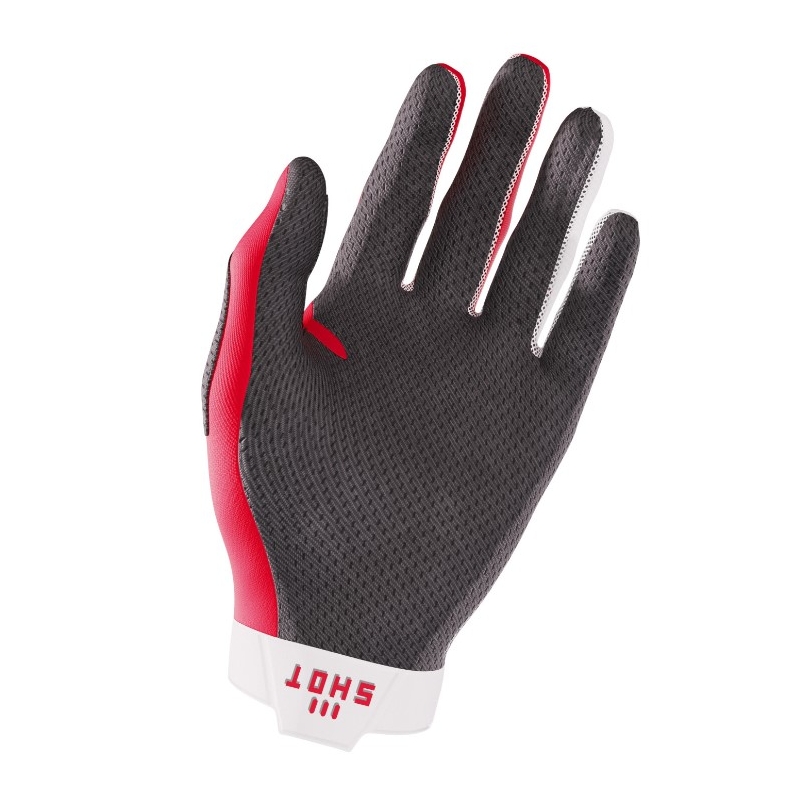 Guantes de motocross Shot Lite blanco-rojo liquidación