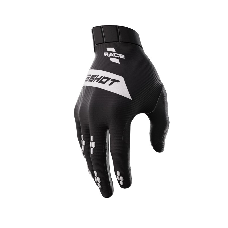 Guantes de motocross Shot Race blanco y negro liquidación