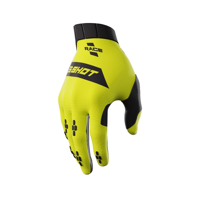 Guantes de motocross Shot Race negro-amarillo fluo liquidación
