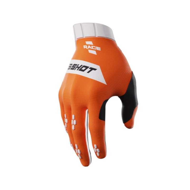 Guantes de motocross Shot Race blanco-naranja