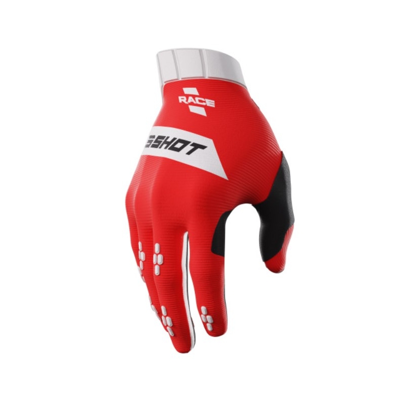 Guantes motocross Shot Race blanco-rojo