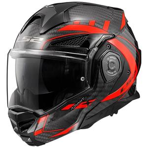 Casco de moto abatible LS2 FF901 Advant X C Future negro-rojo fluorescente