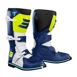 Botas de moto Shot Race 2 Azul-Blanco-Amarillo Flúo
