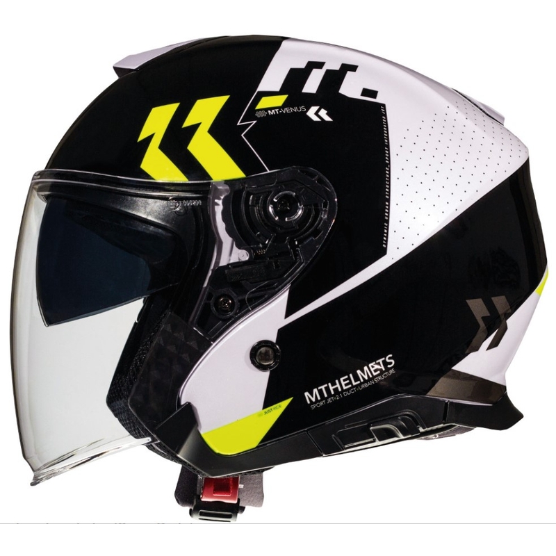 Otevřená přilba na motorku MT Thunder 3 SV Venus černo-bílo-fluo žlutá - II. jakost