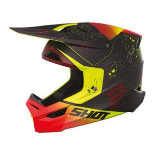 Casco de motocross infantil Shot Furious Matrix rojo-negro-amarillo fluo liquidación