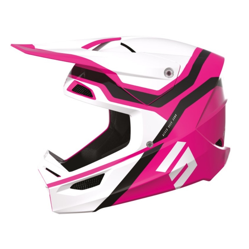 Casco de motocross infantil Shot Furious Sky negro-blanco-rosa
