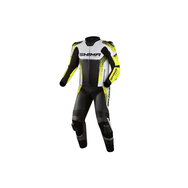 Mono de moto Shima STR 2.0 negro-blanco-amarillo fluo
