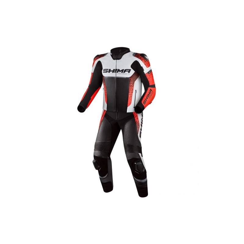 Mono de moto Shima STR 2.0 negro-blanco-rojo fluo