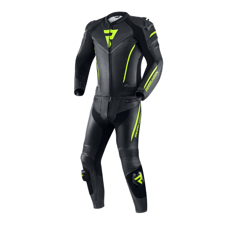 Traje de moto Rebelhorn Fighter negro-amarillo fluo liquidación