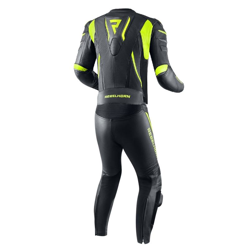 Traje de moto Rebelhorn Fighter negro-amarillo fluo liquidación