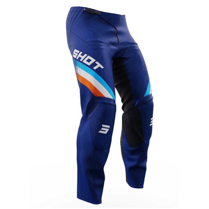 Pantalón motocross niño Shot Raw Kid Tracer blanco y azul liquidación