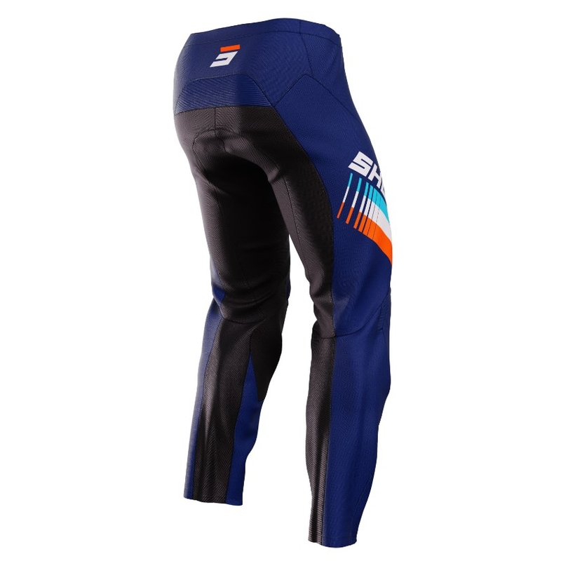 Pantalón motocross niño Shot Raw Kid Tracer blanco y azul liquidación