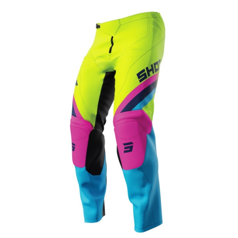 Shot Raw Kid Tracer Pantalón Motocross Infantil Rosa-Azul-Amarillo Flúo liquidación