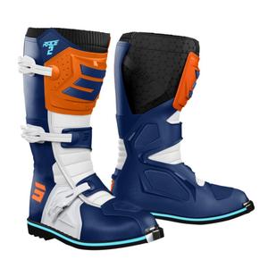 Zapatillas de moto para niños Shot Race 2 azul-blanco-naranja