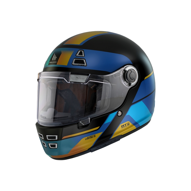Casco integral de moto MT Jarama 68TH C7 negro-oro-azul liquidación