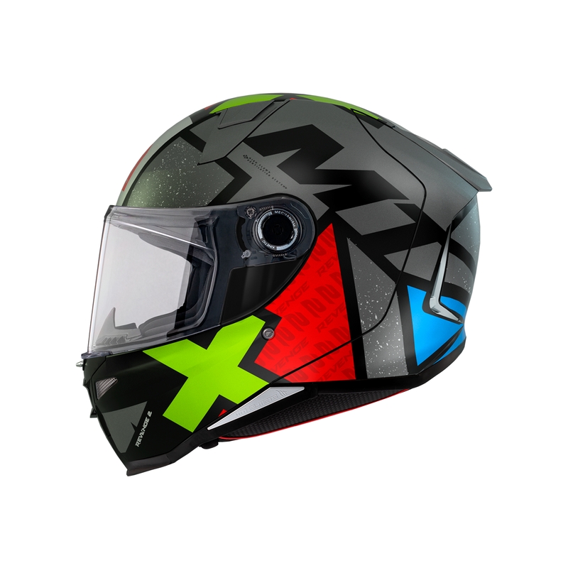 Integrální přilba na motorku MT FF110 Revenge 2 Light šedo-červeno-zelená