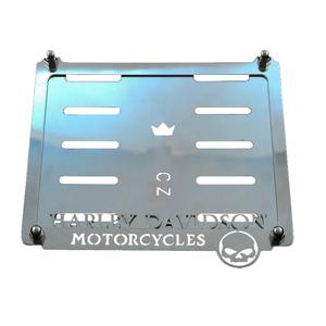 Almohadilla de acero inoxidable para placa de matrícula CZ Harley Skull