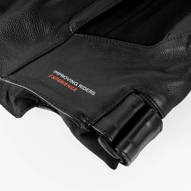 Chaqueta de moto de cuero Rebelhorn Veloce negra y blanca