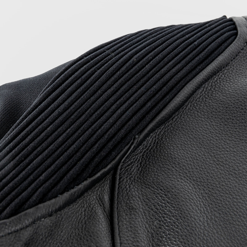 Chaqueta de moto de cuero Rebelhorn Veloce negra y blanca