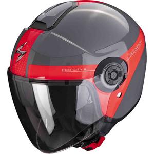 Casco abierto Scorpion EXO-CITY II Short gris-rojo