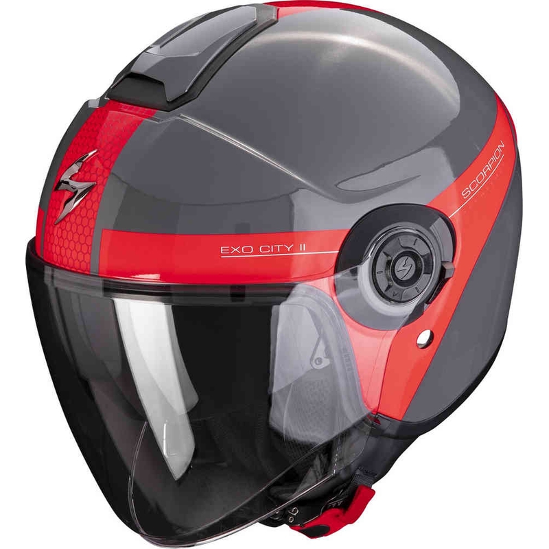 Casco abierto Scorpion EXO-CITY II Short gris-rojo