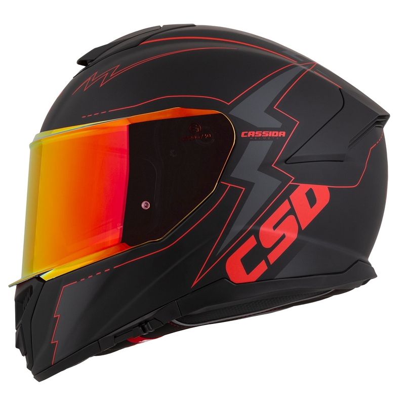 Casco de moto Cassida Integral GT 2.1 Flash Negro-Rojo-Gris