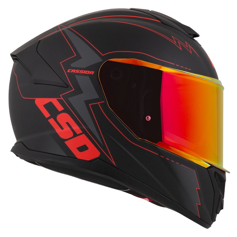 Casco de moto Cassida Integral GT 2.1 Flash Negro-Rojo-Gris