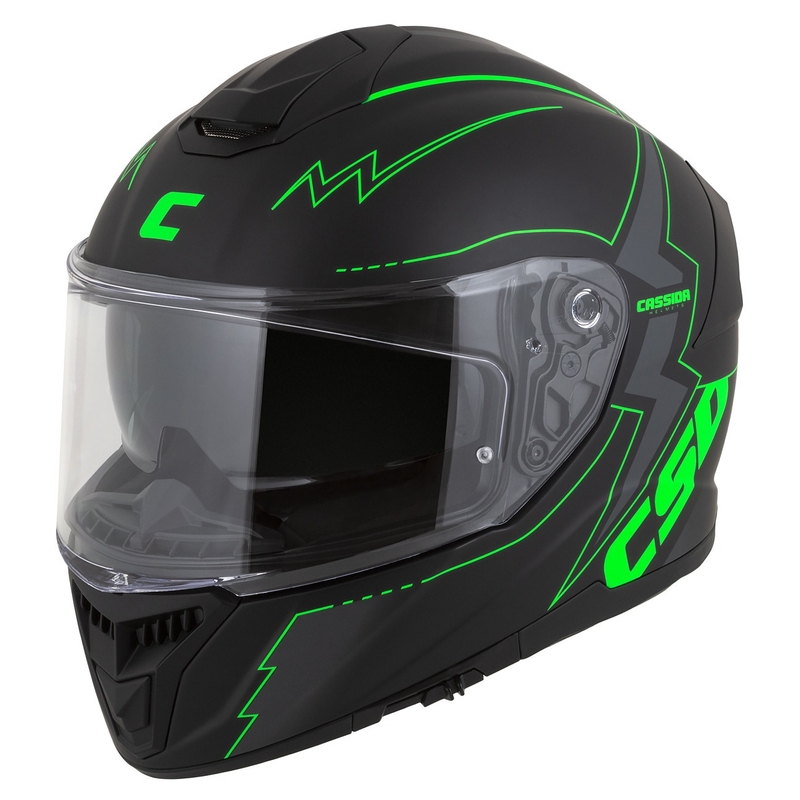 Casco integral de moto Cassida Integral GT 2.1 Flash negro-verde fluo-gris