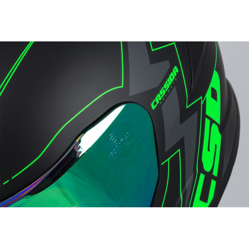 Casco integral de moto Cassida Integral GT 2.1 Flash negro-verde fluo-gris