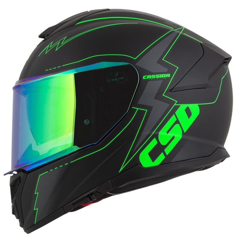 Casco integral de moto Cassida Integral GT 2.1 Flash negro-verde fluo-gris