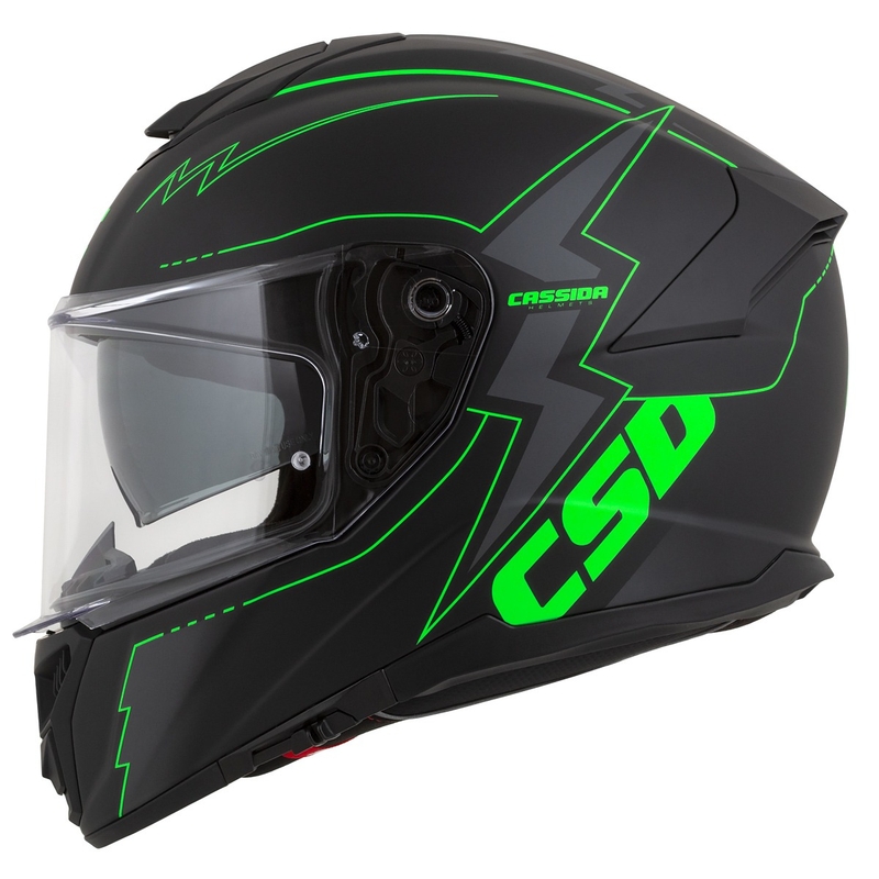 Casco integral de moto Cassida Integral GT 2.1 Flash negro-verde fluo-gris
