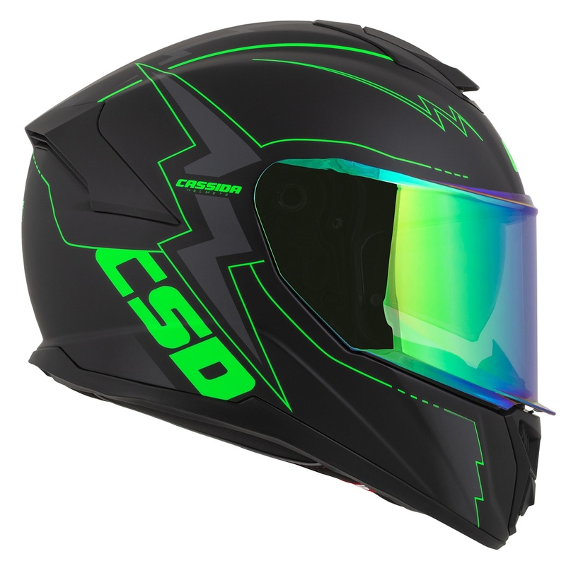 Casco integral de moto Cassida Integral GT 2.1 Flash negro-verde fluo-gris