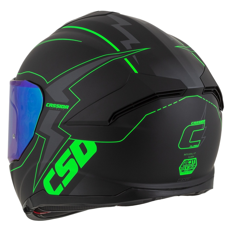 Casco integral de moto Cassida Integral GT 2.1 Flash negro-verde fluo-gris