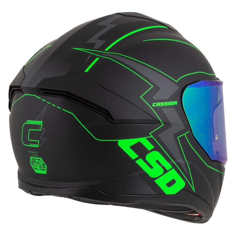 Casco integral de moto Cassida Integral GT 2.1 Flash negro-verde fluo-gris