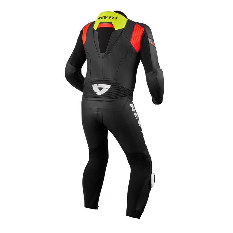 Traje de moto Revit Argon 2 de una pieza negro-amarillo fluorescente