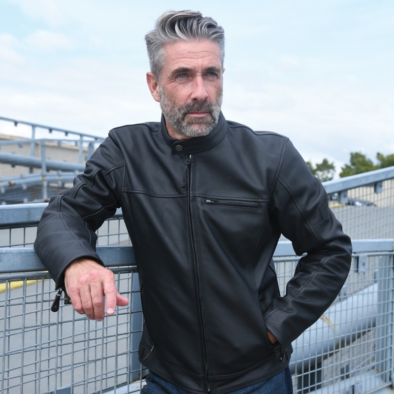 Oxford Walton Chaqueta de moto de cuero negro