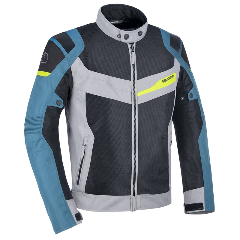 Chaqueta de moto Oxford Dakar D2D Air plata-azul-amarillo fluo