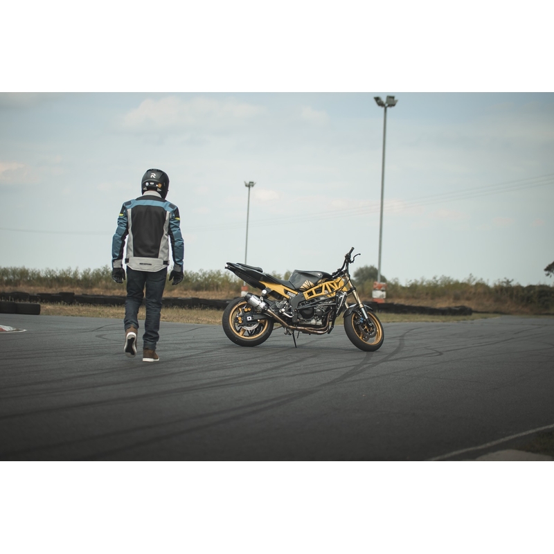 Chaqueta de moto Oxford Dakar D2D Air plata-azul-amarillo fluo