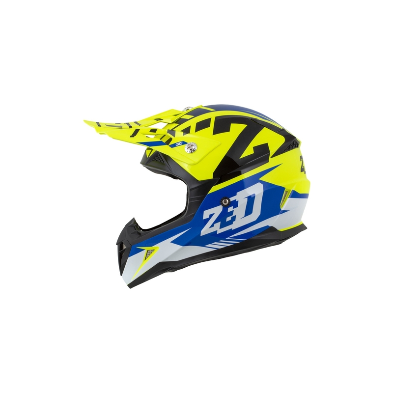 Dětská motokrosová přilba ZED X1.9D modro-fluo žluto-černo-bílá